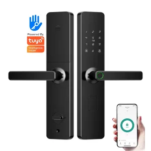High Security Electric Digital Hotel Home Fingerprint Door Lock Handle Digital Smart Door Front Lock