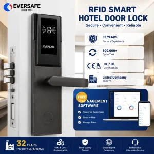 High Security Rfid Card Hotel Lock Management System Contactless Card Reader + Automatic Locking + Durable Mortise Lock Body