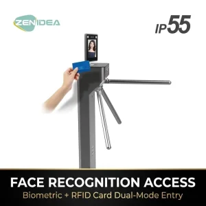 High Security Tripod Turnstile Access Control Gate 304 Stainless Steel Anti-Tailgating IC Card Face Recognition IP55 Protection
