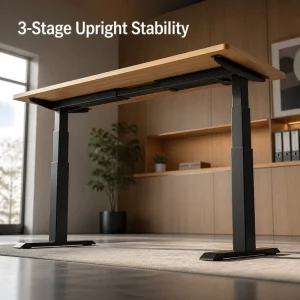 High Stability 3 Stage Hidden Dual Motor Electric Standing Desk Sturdy Height Adjustable Ergonomic Sit Stand Table Desk Office