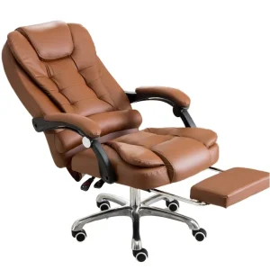 High-back Modern Stylish High Quality Adjustable PU Leather Ergonomic Massage Office Chair with Footrest