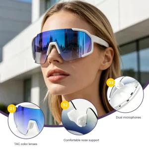 Highway Driving Smart Unisex Sun Glasses Built Dual Microphones Soft Non Slip Comfort Nose Pad Anti Glare TAC Color UV400 Lens
