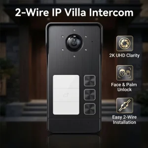 Hiwink 2K 2 Wire IP Video Door Phone Intercom System Tuya WiFi 7 Inch IPS Touch Screen Doorbell Kit with Face ID for Villa Safe