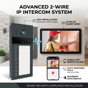 Hiwink 2K Smart Video Door Intercom System 8 Buttons Face Recognition Access Control Doorbell 2 Wire IP Network Video Door Phone