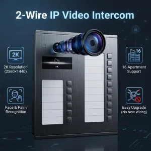 Hiwink Aluminum Alloy 2 Wire IP Intercom System 2K Waterproof Video Doorbell Tuya Alexa 7 Inch IPS Screen Monitor for Villa