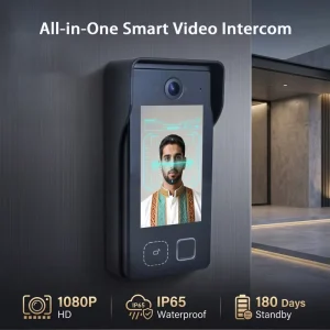 Hiwink Solar Powered Smart Video Intercom With Apple HomeKit IPS Screen Waterproof Palm Print Facial Recognition Access Control