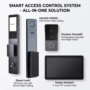 Hiwink Tuya Smart Home Security System Video Intercom Doorbell WiFi 3D Face Recognition Smart Door Lock Set Support Alexa Google