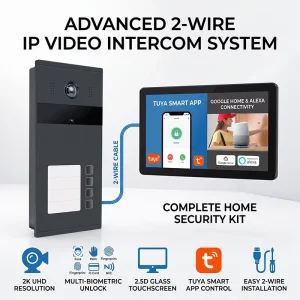 Hiwink Two Wire IP Video Intercom System No Rewiring Retrofit Kit Touch Screen DoorPhone IP65 Outdoor Station Support Tuya Alexa