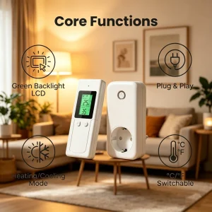 Home Assistant Friendly Design Plug In Thermostat With C F Switchable Lcd Display