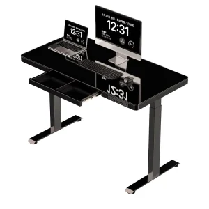 Home Office Ergonomic Office Furniture Electric Smart Single Motor Sit Glass Stand Adjustable Standing Desk
