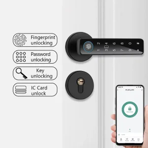 Home Tuya Biometric Smart Door Lock for Steel Door Fingerprint Code Key Unlock Split Design Wi Fi Grade C Security