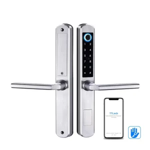 Hot Narrow Smart Door Lock Sliding Gate Digital Fingerprint for Mechanical Keys Waterproof Aluminum Door Memory Card