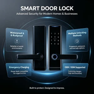 Hot Sales Product Black Fingerprint Smart Password Tuya Wifi App Remote Unlock Handle Lock Home Digital Door Lock
