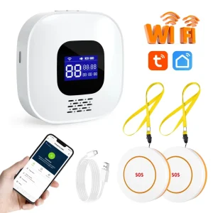 Hot Sellar Tuya SmartLife Wifi Supports 99 Sensors 16 Ringtones Caregiver Pager SOS Alarm System for Nursing Home PST CF206