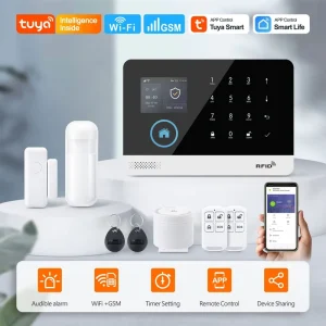 Tuya WiFi GSM Alarm System Wireless Smart Home Security Burglar Alarm Kit Alexa Google Voice Control Keypad PST WG103T