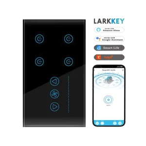 Hot Selling 4 Gang Smart Touch Switch with Fan Dimmer Smart Wifi Fan Light Switch Remote Control