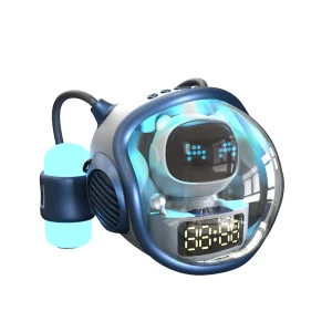 Hot Selling M60 AI Spaceship Smart Alarm Clock Speaker with 7 Color Ambient RGB LED Lighting for Bedroom or Office Use