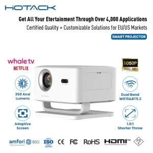 Hotack X4AA Portable Smart Android 13 Outdoor Camping Projector Full HD 1080P Home Theater Video 4K Proyector
