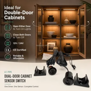 Hotel Wardrobe Double Door Sensor 12V 24V Central Control Automatic Cabinet Lighting for Furniture Projects LC-7015-23
