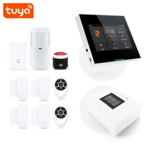 Hottest Tuya Smart WiFi 4G GSM 433MHz Home Alarm System 4.3 Inch Touch Screen LCD Security Alarm Panel Alexa Google