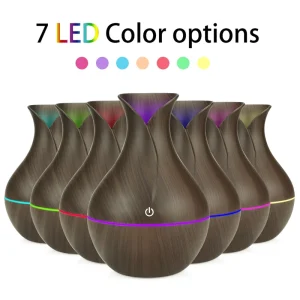 Household Smart USB Electric Aroma Essential Oil Diffuser Ultrasonic Air Humidifier with Wood Grain LED Lights