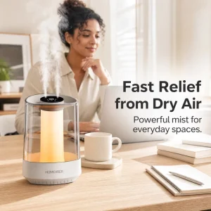 Humidifier for Large Room Baby Safe Cool Mist Air Humidifier with Warm Night Light Household Desktop Humidifier for Bedroom
