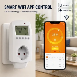 Hysen HY02TPR Plug in Thermostat for Electric Floor Heating Eco Friendly Easy Installation EU UK US AU IT Compatible 90 240V 16A