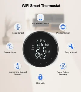 Hysen HY316 Large Round LCD WiFi Thermostat Tuya APP Remote Control Electric Water Floor Heating Smart Temperature Controller