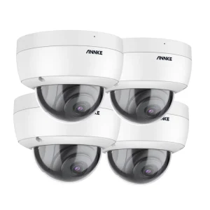 I91DG 4pcs Set 12MP PoE IP Camera Smart Dual Light Vandal Dome 30m IR H.265 RTSP IP67 Microphone Audio Network Camera