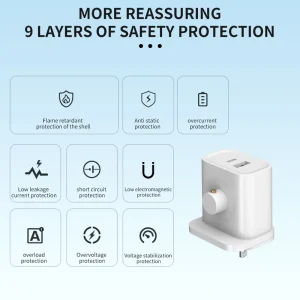 IFAYRID 25W Multi Port Adapter Wireless Charging Adapter Block CE FCC UL Certification USB C PD20W Fast Charging for Smart Ring