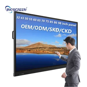 INGSCREEN OEM ODM 4K Android 12 14 LCD Display Panel 75 Inch White Board Interactive Smart IFP