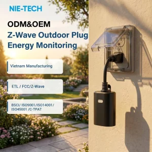IP65 Industrial Outdoor Z-Wave 800 Series Smart Plug Save Energy Monitoring 15A 1875W ETL FCC for 1-Year Warranty
