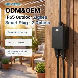 IP65 Outdoor Zigbee Smart Plug 2 Outlets 15A 1875W Dual Independent Control with ETL FCC for Garden Alexa Google