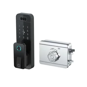 IP65 Waterproof 3D Face Fingerprint Rim Gate Smart Lock With Camera Matter Smart Door Lock