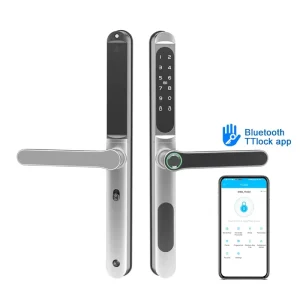 IP65 Waterproof TTlock BLE Wireless Digital Smart Fingerprint Door Lock on Aluminum Door