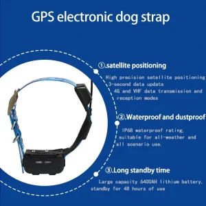 IP68 Smart Dog Collar GPS Waterproof Real Time Tracking Large Battery Capacity– One Handheld and Four Collars