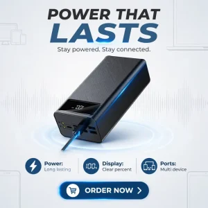 Ideal Cargador Portatil Power Banks Output Powerbank 30000mAh Mirror LCD Display External Battery Pawer Bank for Smart Device