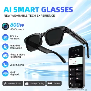 In Stock AI Smart Glasses with 8MP Camera Real-Time Translation Bluetooth Audio Voice Assistant Photo Video Recording