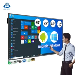 Indoor 65/75/85 Inch 4K 20-Point Touch LED Screen Android+Windows Smart Board Wireless Co-Screen for Meeting Interactive