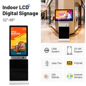 Indoor Digital Signage Station Kiosk Advertising Equipment LCD Screen 4K Ultra Thin Mall CMS System 32-98 Inch Smart Infor Board