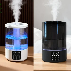 Indoor Electric Ultrasonic Humidifier with Aromatherapy Adjustable Misting Amount Colorful LED Lights