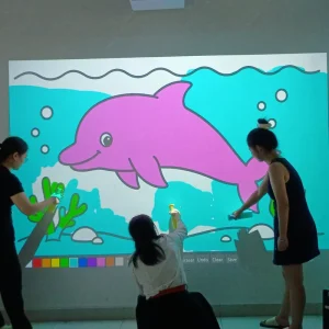 Indoor Kids Interactive Projection Spray Game Creative Interactive Wall Graffiti Games Systems