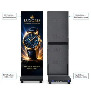 Indoor LED Poster Display Floor Standing Full Color LED Advertising Screen Slim Portable Digital Signage for Retail Store