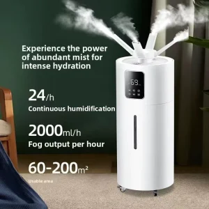 Industrial Air Humidifier Large Capacity AC Powered Timing Function for Living Room Commercial Workshop Use Negative Ion