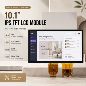 Industrial HMI 10.1 Inch Custom IPS TFT LCD Module 420 Cd/m² 1024×600 LVDS Capacitive Touch Display for Smart Equipment