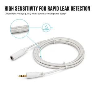 Industrial High Sensitivity Water Leak Detection Cable with Wi Fi & Tuya Support Strobe Alarm for Pipe and Cabinet Monitoring