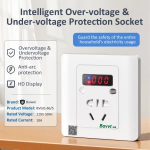 Industrial Single Phase AC IP67 Overvoltage Undervoltage Protection Socket with EU US Plug 20A Copper