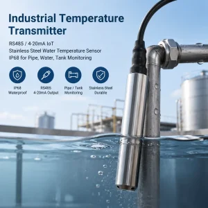 Industrial Temperature Transmitter RS485 4 20mA IoT Stainless Steel Water Temperature Sensor IP68 for Pipe Water Tank Monitoring