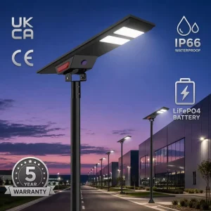 Integrated Solar Street Light All in One IP66 LiFePO4 Battery PIR Motion Sensor Road Lamp Supplier