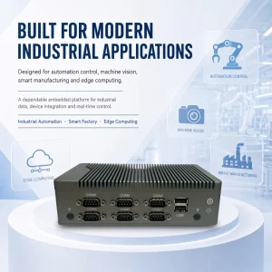 Intel N97 Smart Factory Computer Fanless Mini PC Aluminum Chassis Dual Network 6COM Multi Display Industrial IoT Solution